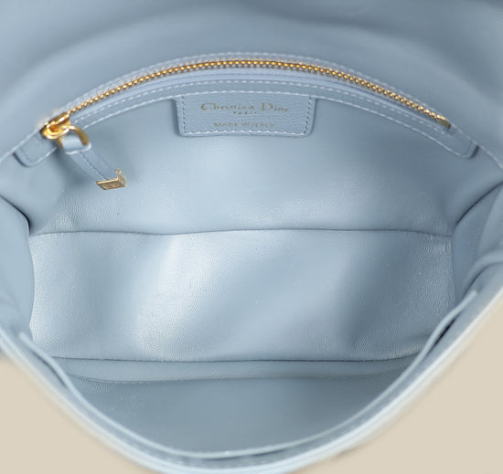 Christian Dior Blue Grey Caro Cannage Small Flap Bag