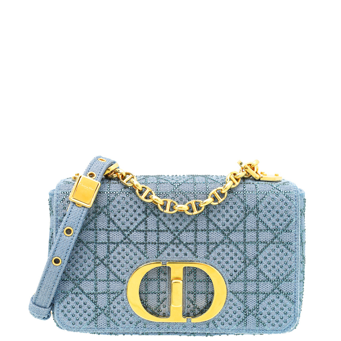 Christian Dior Blue Caro Cannage Strass Small Bag