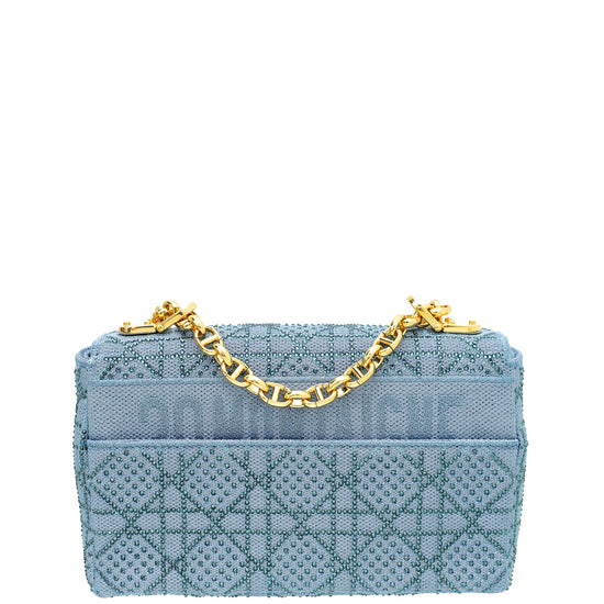 Christian Dior Blue Caro Cannage Strass Small Bag