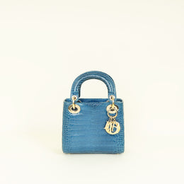 Christian Dior Blue Alligator Mini Lady Dior Bag