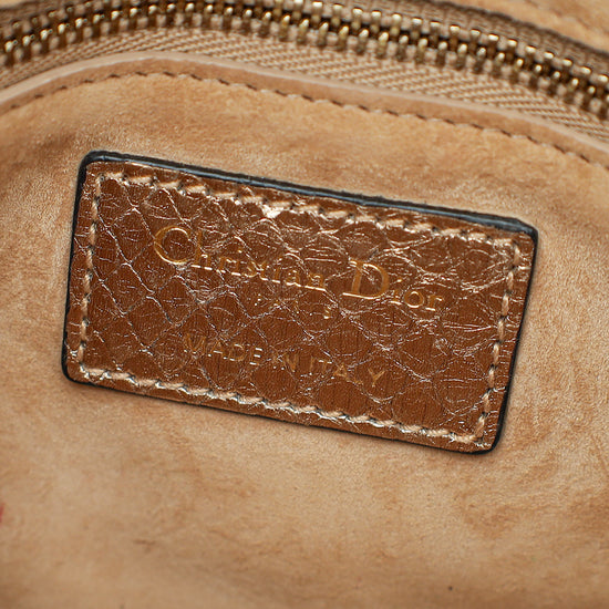Christian Dior Metallic Rose Gold Python Lady Dior Cannage Supple Mini Bag-Christian Dior-THE CLOSET