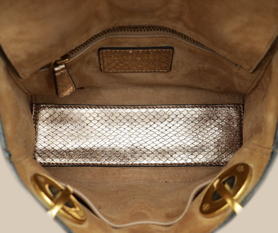 Christian Dior Metallic Rose Gold Python Lady Dior Cannage Supple Mini Bag-Christian Dior-THE CLOSET
