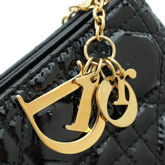 Christian Dior Black Cannage Lady Dior Chain Clutch