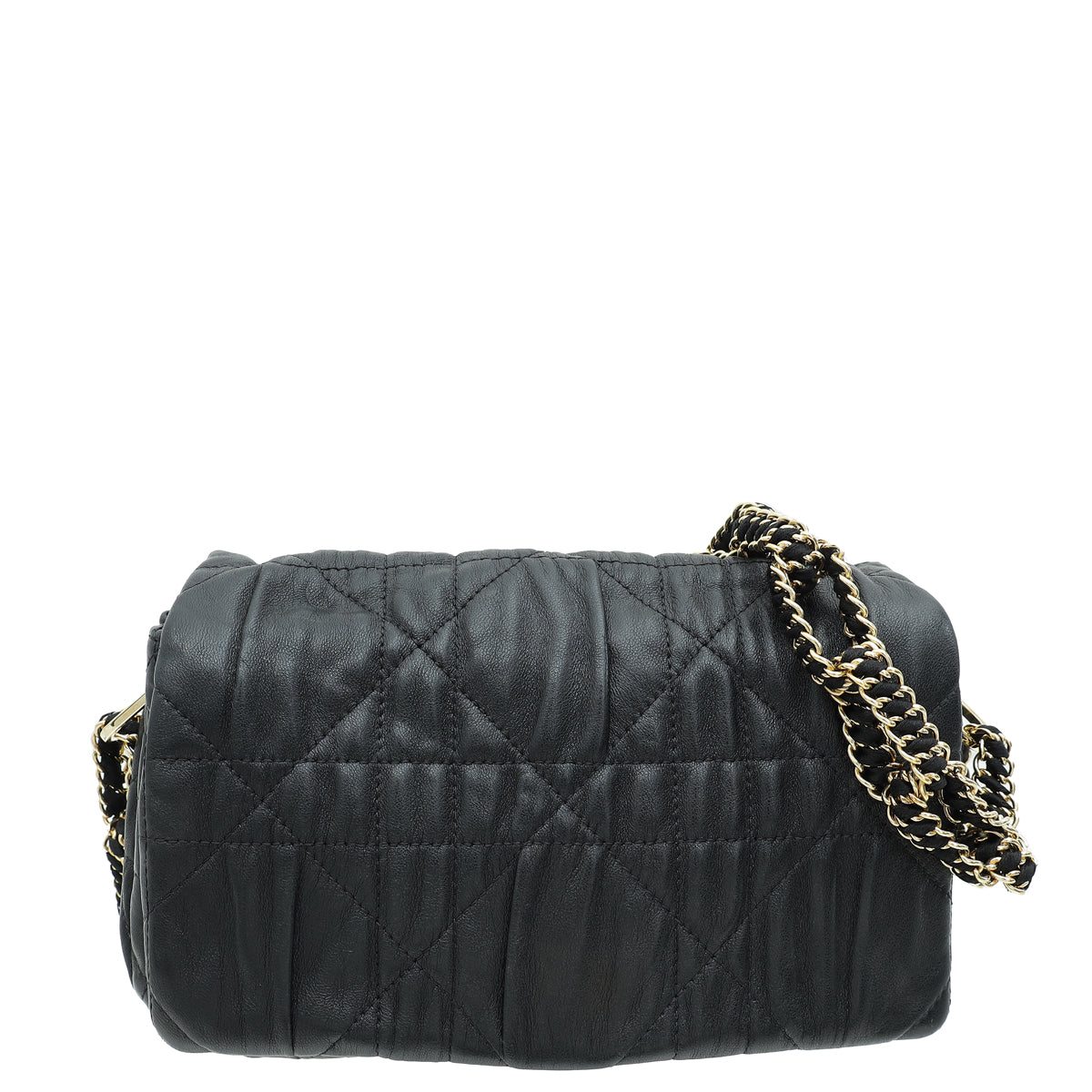 Christian Dior Black Gaufre Cannage Delices Flap Small Bag