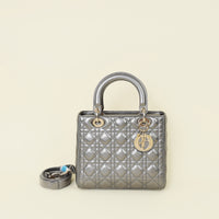 Christian Dior Metallic Asphalt Lady Dior Medium Bag