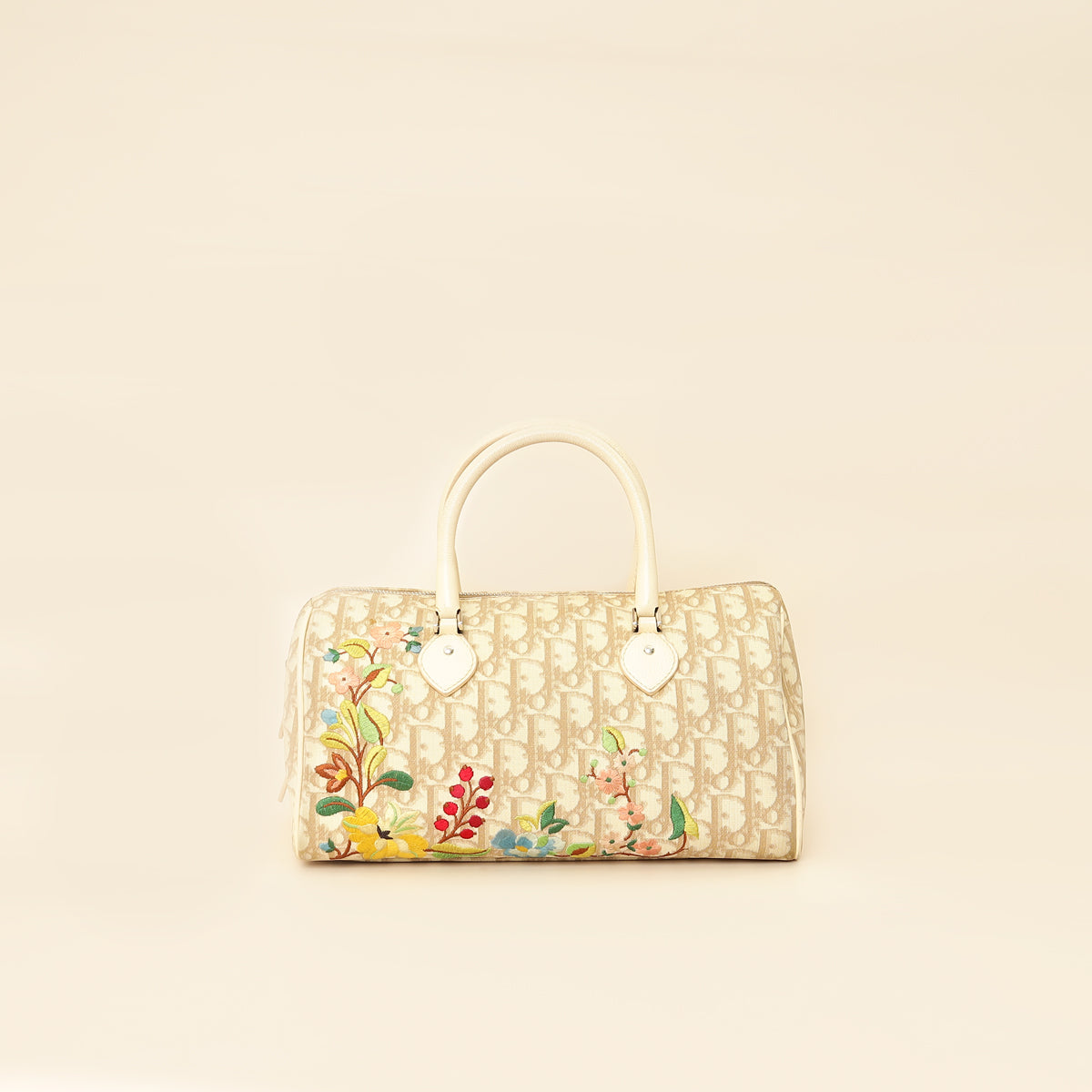 Christian Dior Beige Oblique Floral Boston Bag-Christian Dior-THE CLOSET