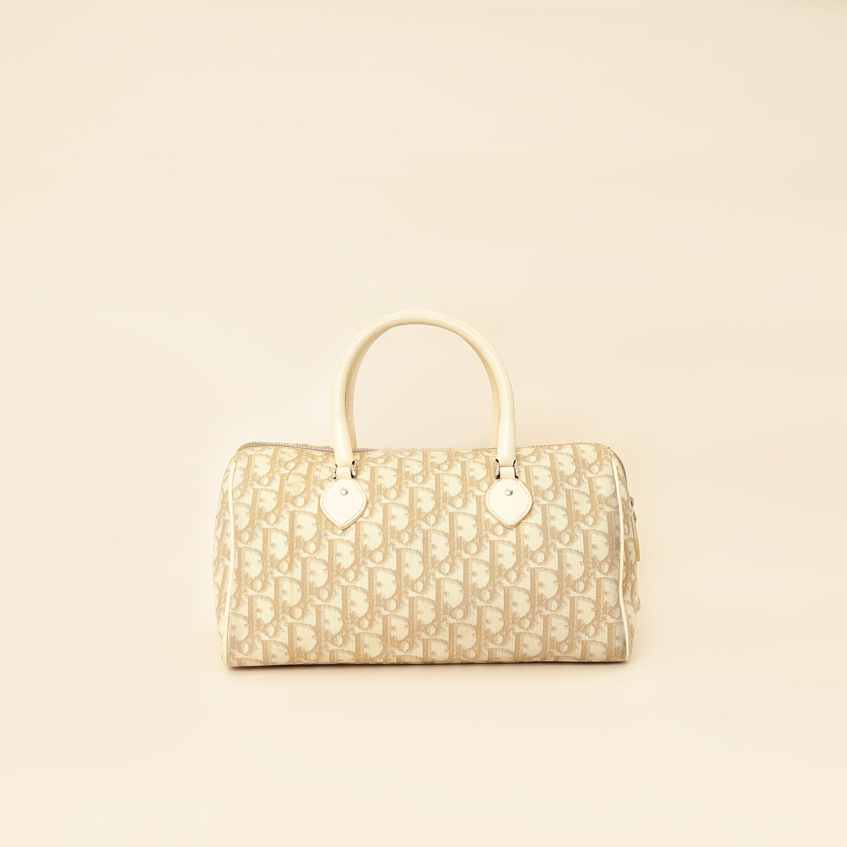 Christian Dior Beige Oblique Floral Boston Bag-Christian Dior-THE CLOSET