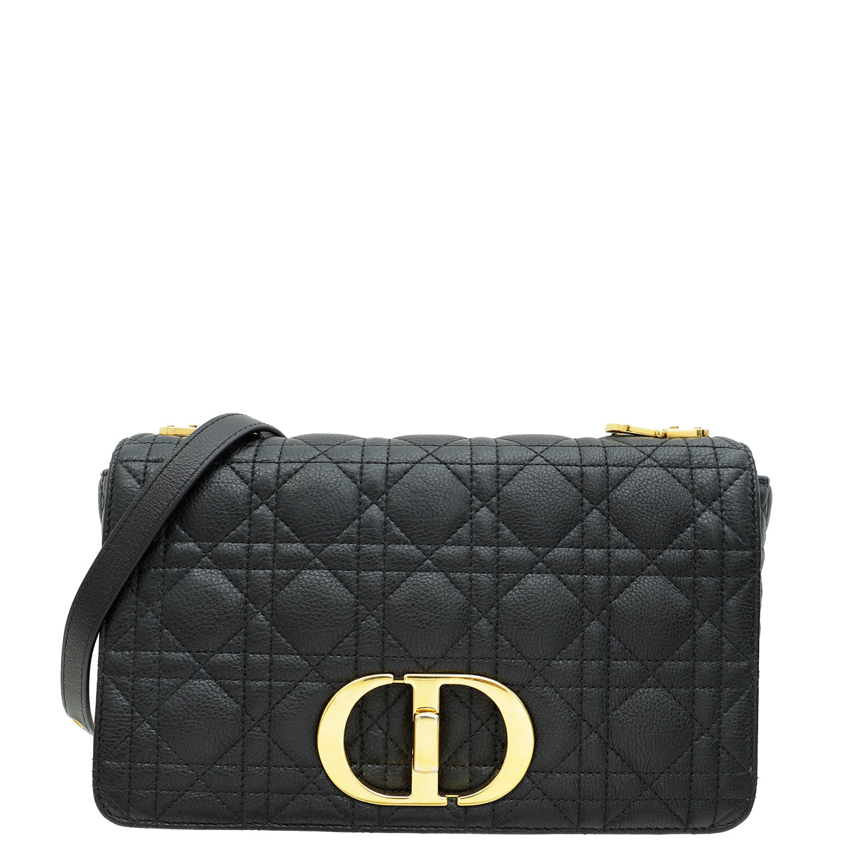 Christian Dior Black Supple Cannage Caro Medium Bag