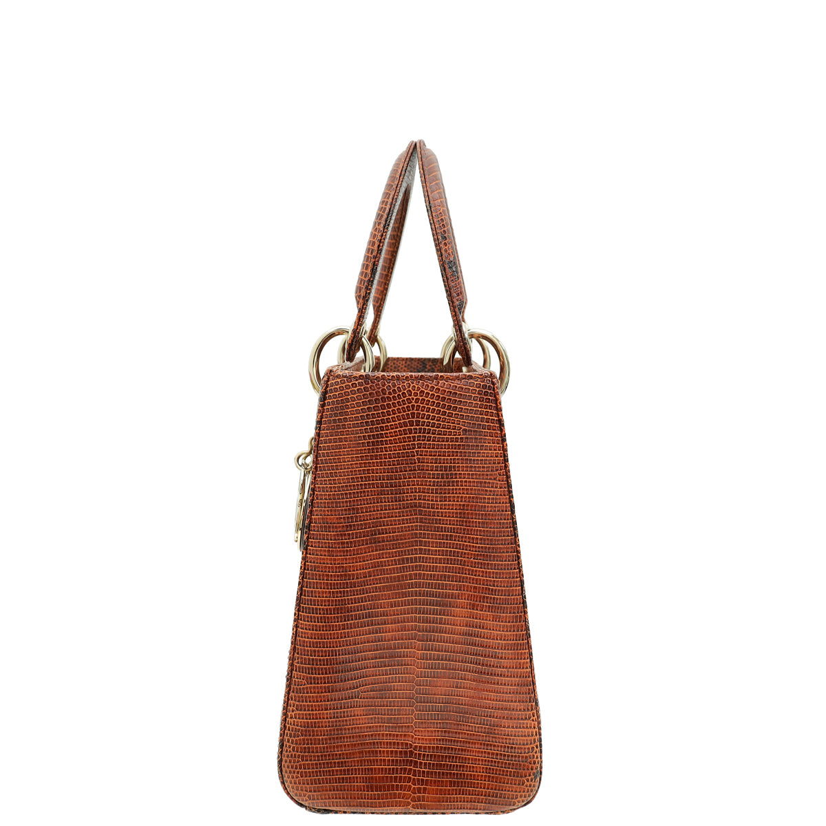 Christian Dior Brown Lizard Lady Dior Medium Bag