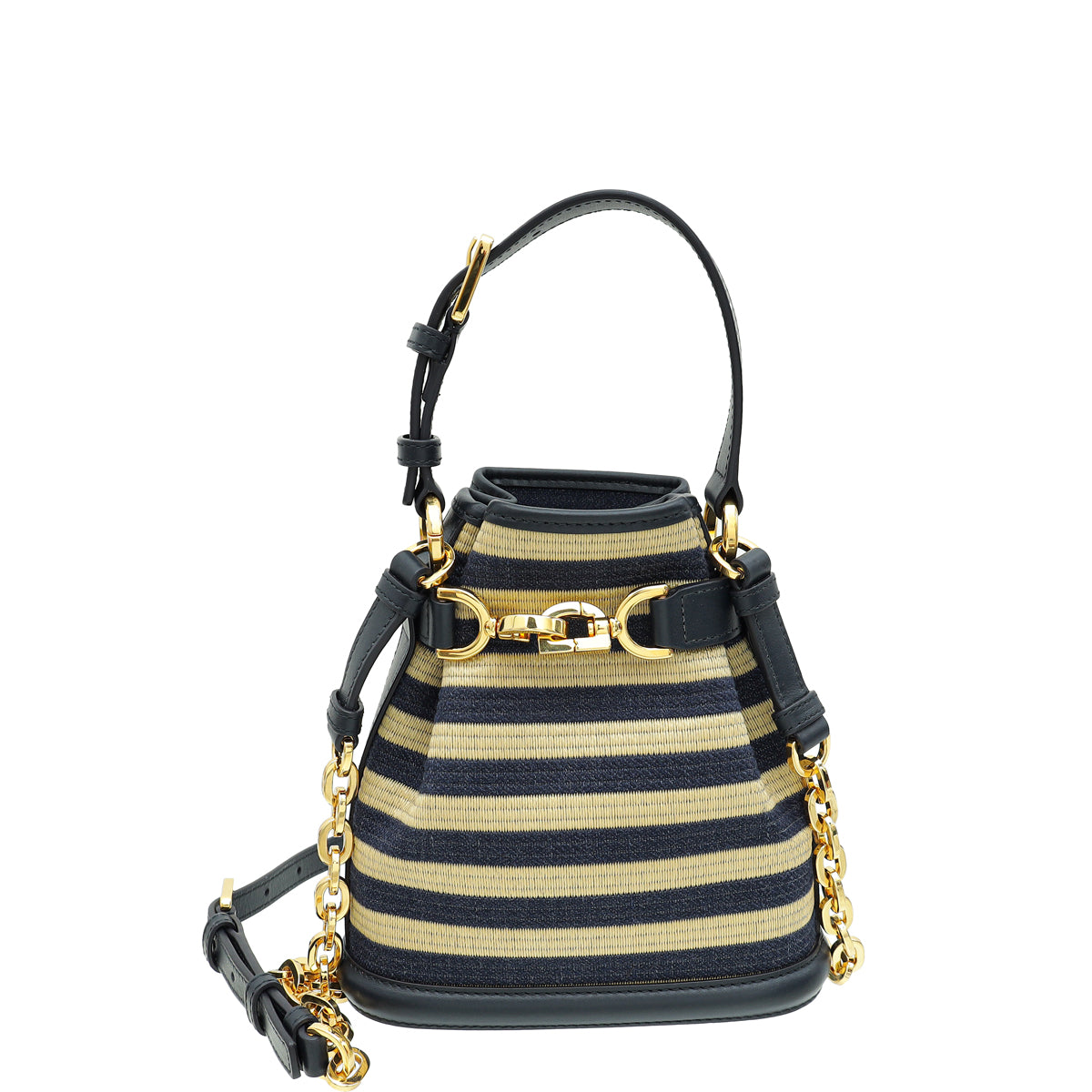 Christian Dior Bicolor Raffia C'est Chain Small Bucket Bag-Christian Dior-THE CLOSET
