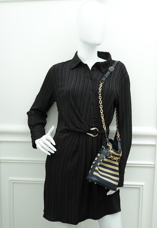 Load image into Gallery viewer, Christian Dior Bicolor Raffia C&amp;#39;est Chain Small Bucket Bag-Christian Dior-THE CLOSET

