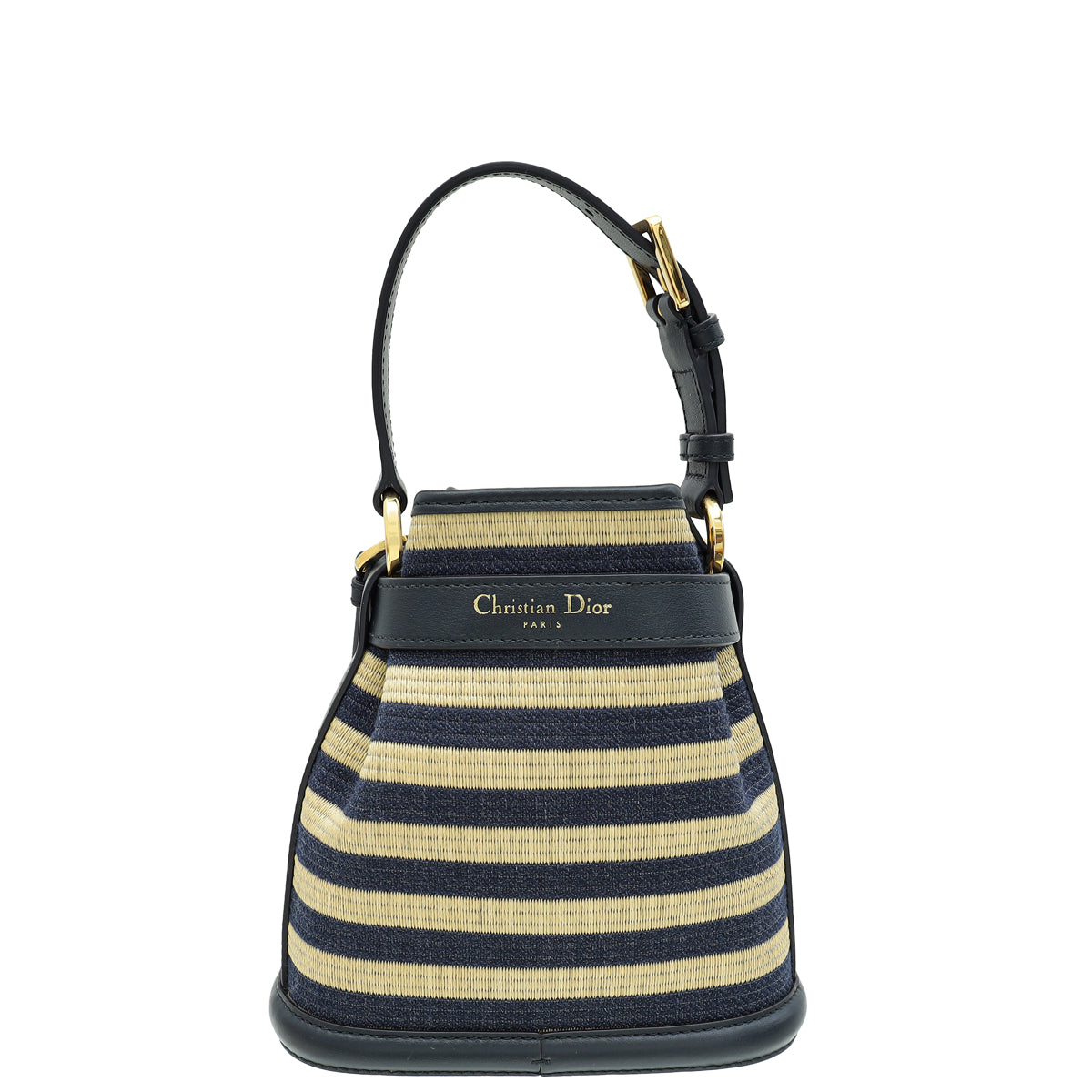 Christian Dior Bicolor Raffia C'est Chain Small Bucket Bag-Christian Dior-THE CLOSET