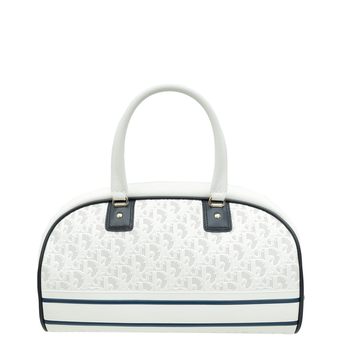 Christian Dior Bicolor Perforated Medium Dior Vibe Classic Bowling Bag