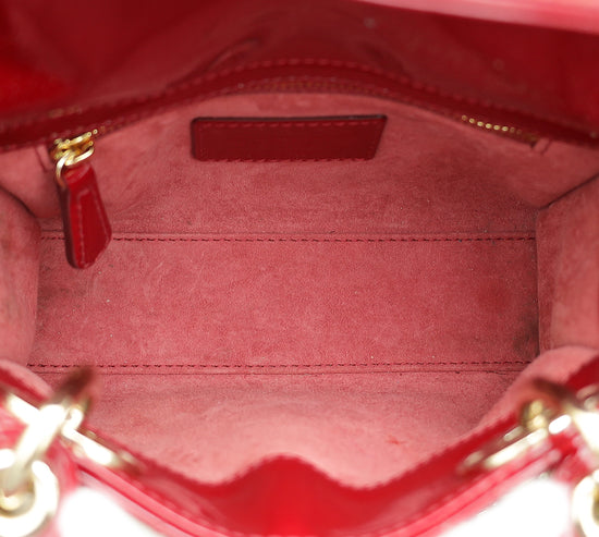 Christian Dior Cherry Red Lady Dior Mini Chain Bag