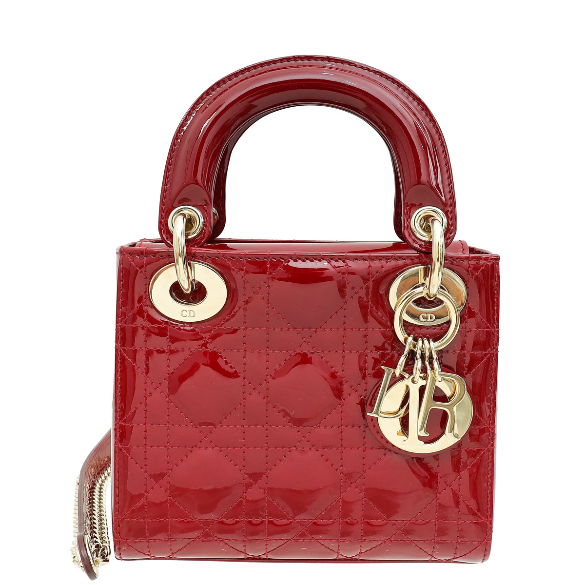 Christian Dior Cherry Red Lady Dior Mini Chain Bag