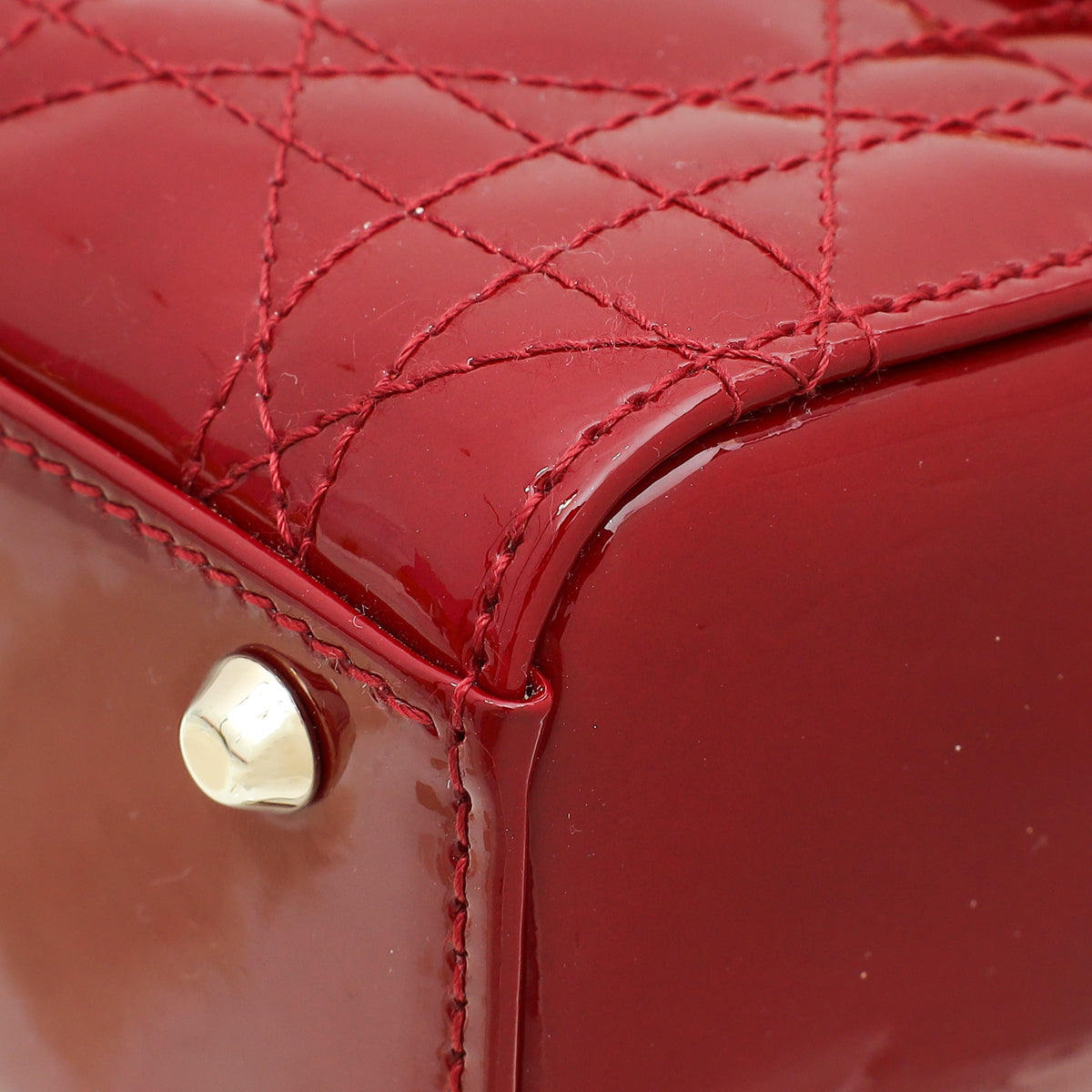 Christian Dior Cherry Red Lady Dior Mini Chain Bag