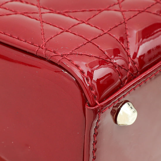 Christian Dior Cherry Red Lady Dior Mini Chain Bag