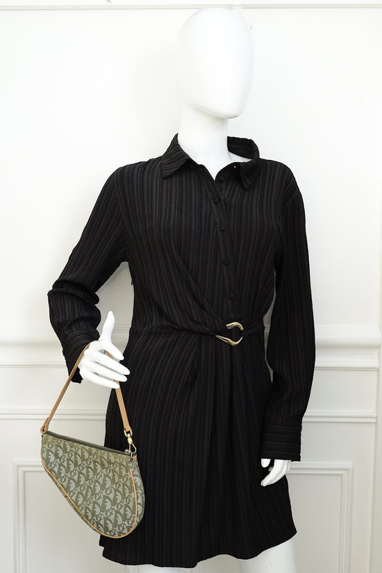 Christian Dior Khaki Oblique Saddle Mini Pochette