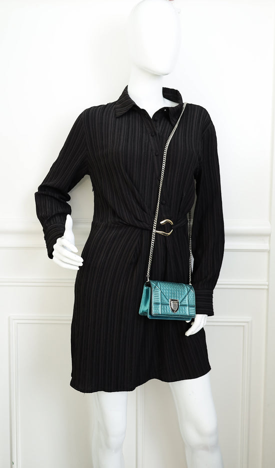 Christian Dior Teal Diorama Baby Microcannge Micro Bag