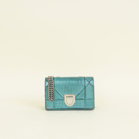 Christian Dior Teal Diorama Baby Microcannge Micro Bag