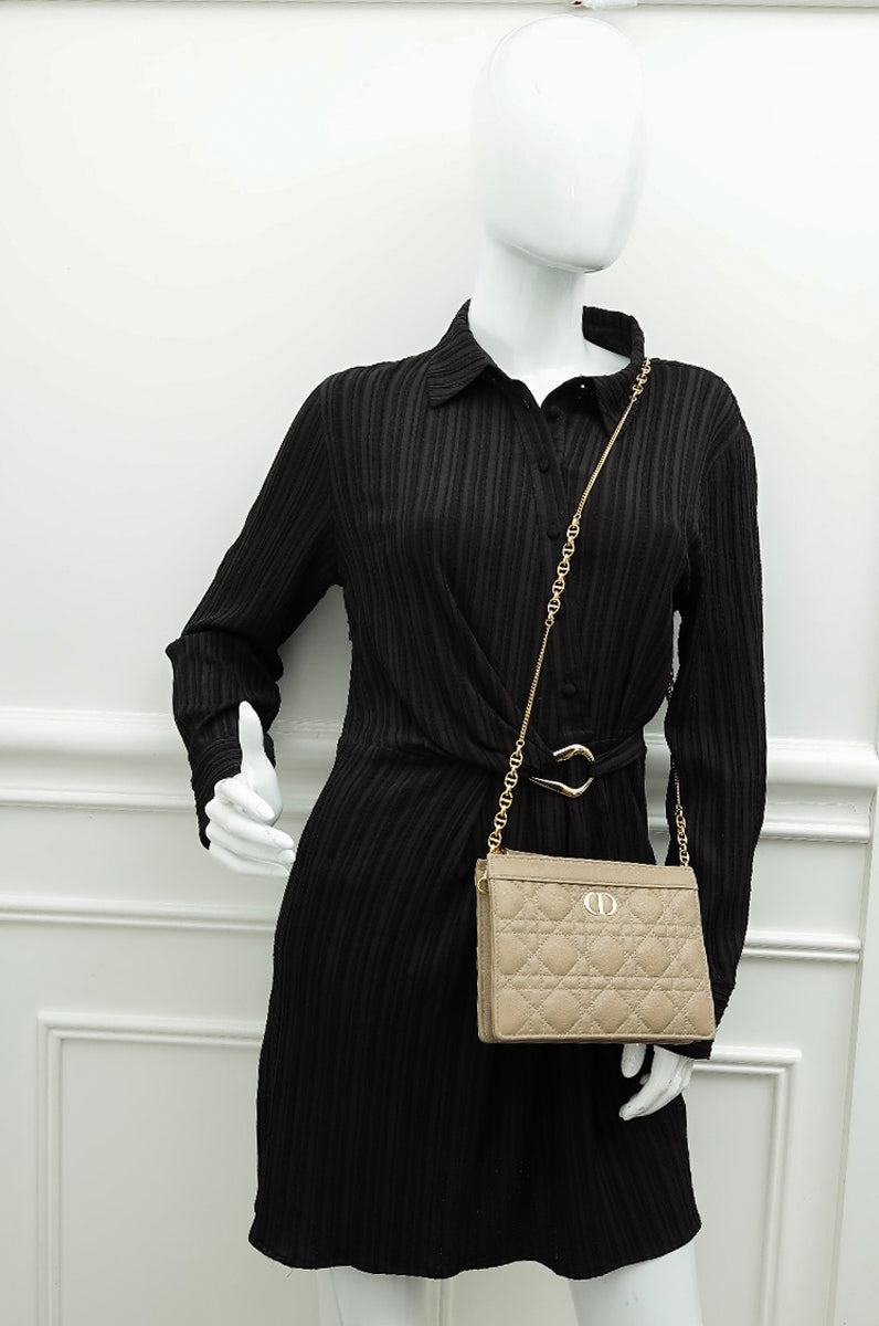 Christian Dior Sand Caro Every Dior Pouch With Chain – THE CLOSET