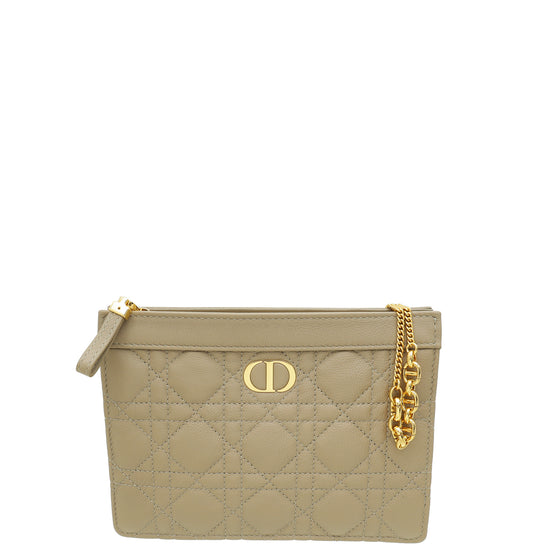 Christian Dior Sand Caro Every Dior Pouch With Chain