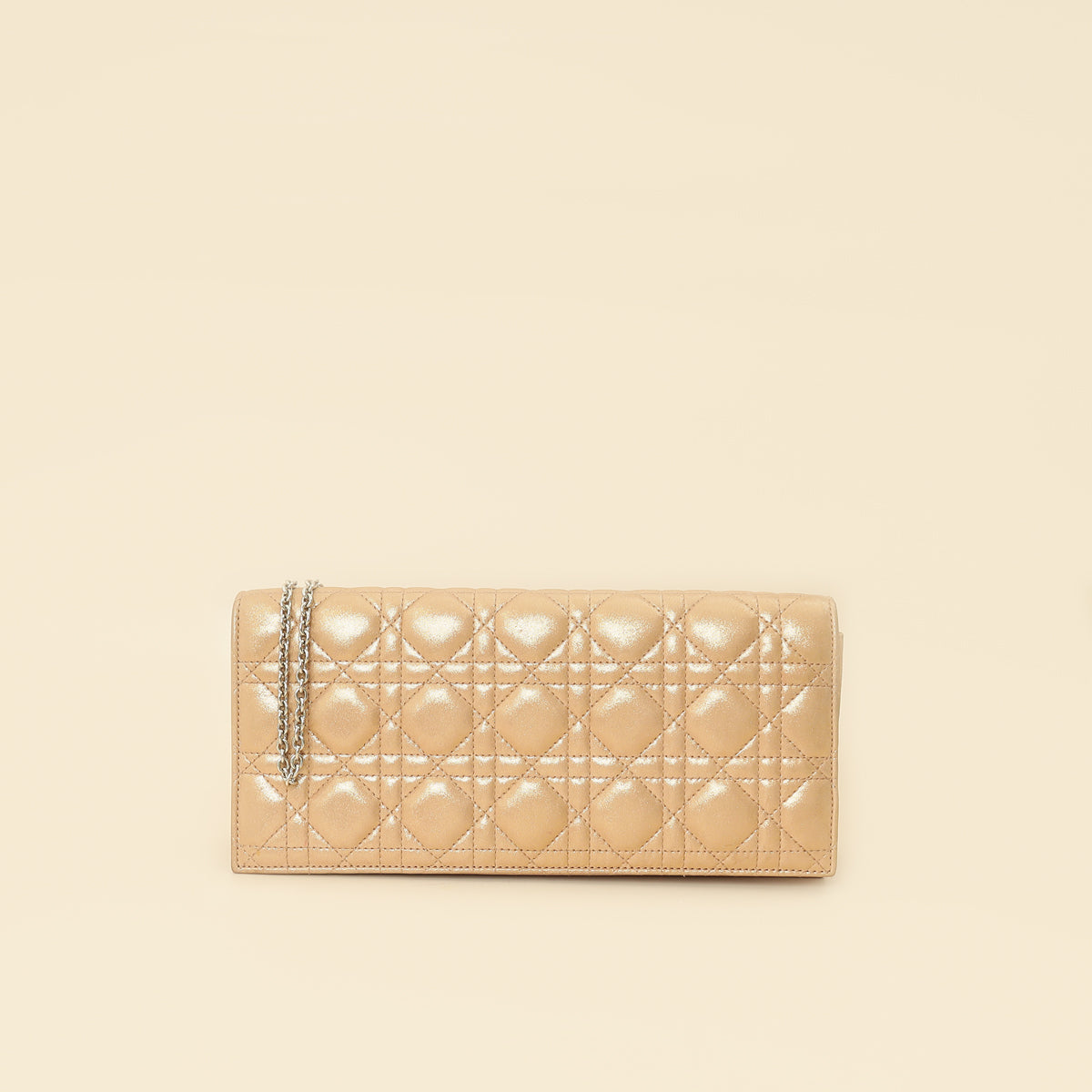 Christian Dior Metallic Gold Cannage Lady Dior Convertible Clutch-Christian Dior-THE CLOSET