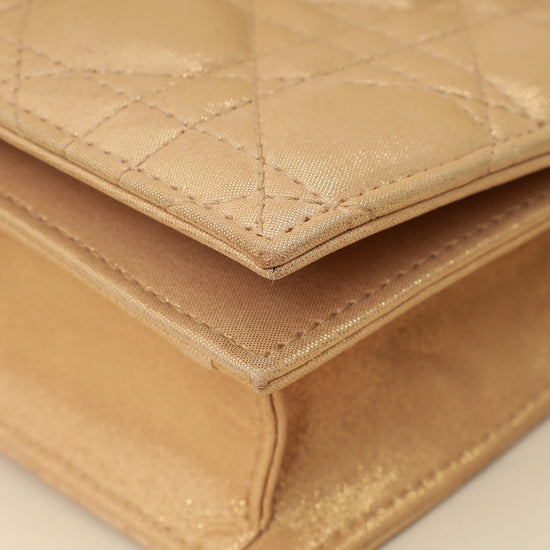 Christian Dior Metallic Gold Cannage Lady Dior Convertible Clutch-Christian Dior-THE CLOSET