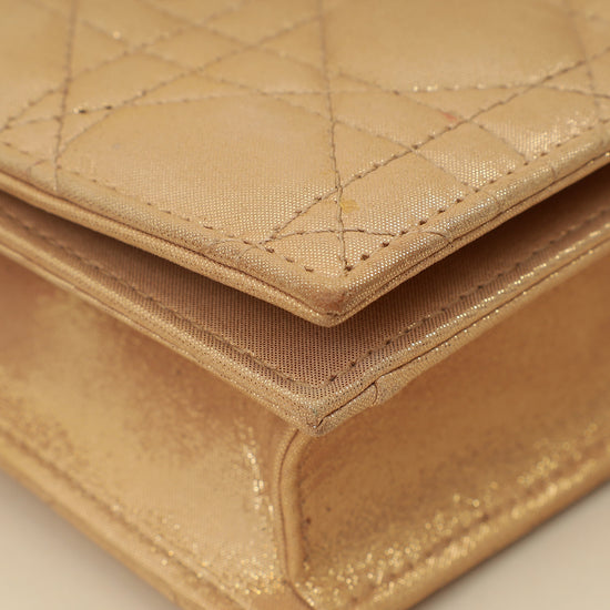 Christian Dior Metallic Gold Cannage Lady Dior Convertible Clutch-Christian Dior-THE CLOSET