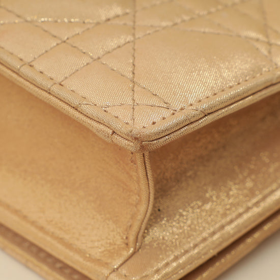 Christian Dior Metallic Gold Cannage Lady Dior Convertible Clutch-Christian Dior-THE CLOSET