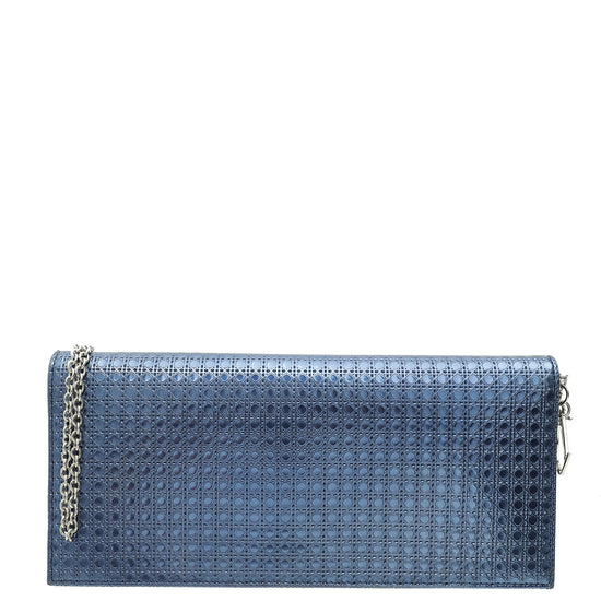 Christian Dior Blue Micro Cannage Lady Dior Convertible Chain Clutch