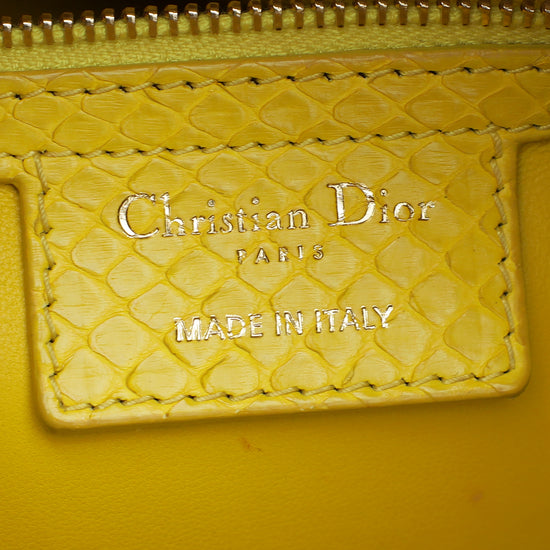 Christian Dior Yellow Python Lady Dior Large Bag