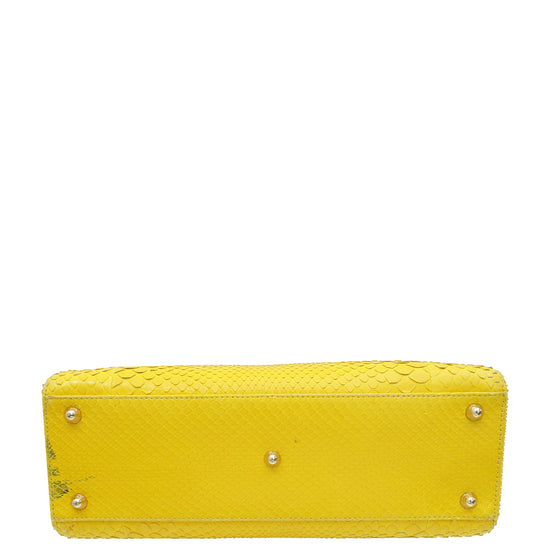 Christian Dior Yellow Python Lady Dior Large Bag