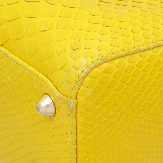 Christian Dior Yellow Python Lady Dior Large Bag