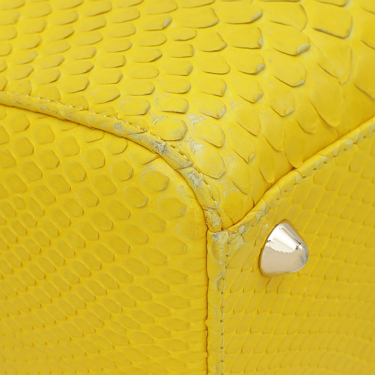 Christian Dior Yellow Python Lady Dior Large Bag