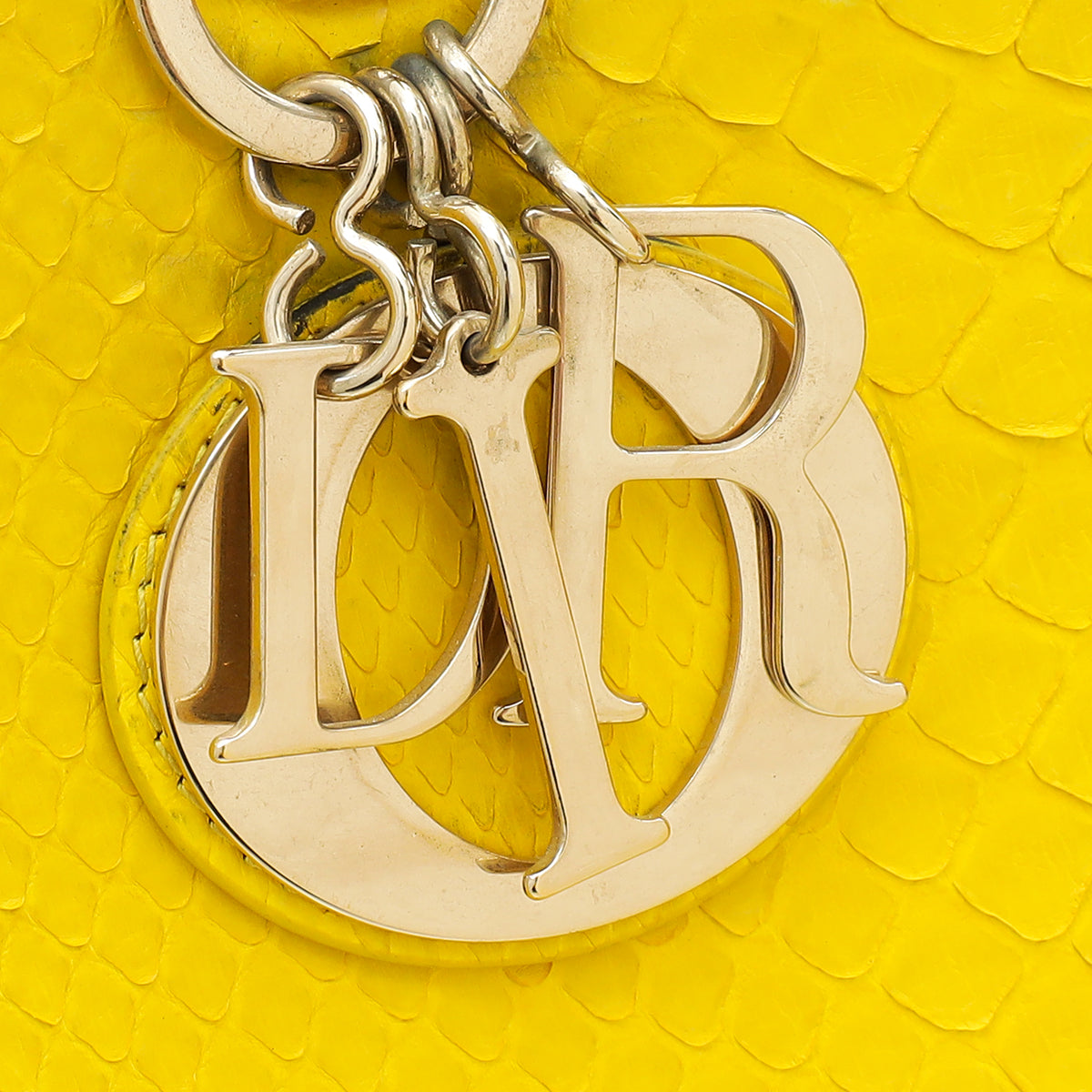 Christian Dior Yellow Python Lady Dior Large Bag