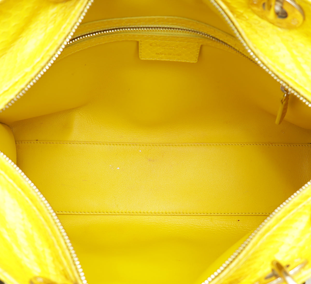 Christian Dior Yellow Python Lady Dior Large Bag