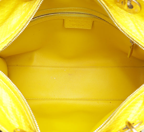 Christian Dior Yellow Python Lady Dior Large Bag