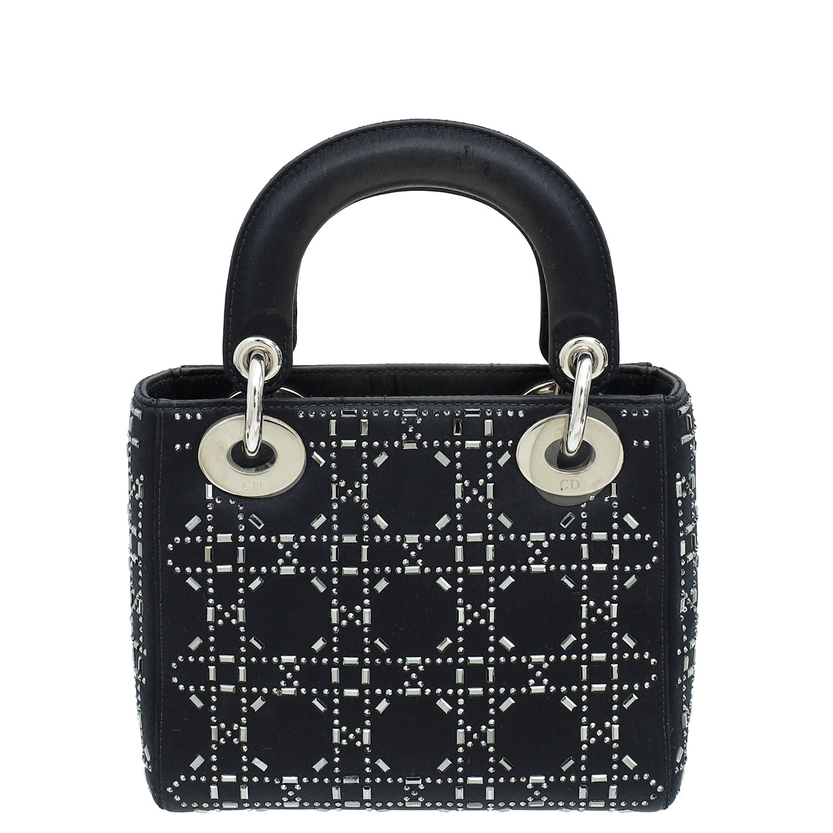 Christian Dior Black Cannage Satin Lady Dior Mini Strass Bag-Christian Dior-THE CLOSET