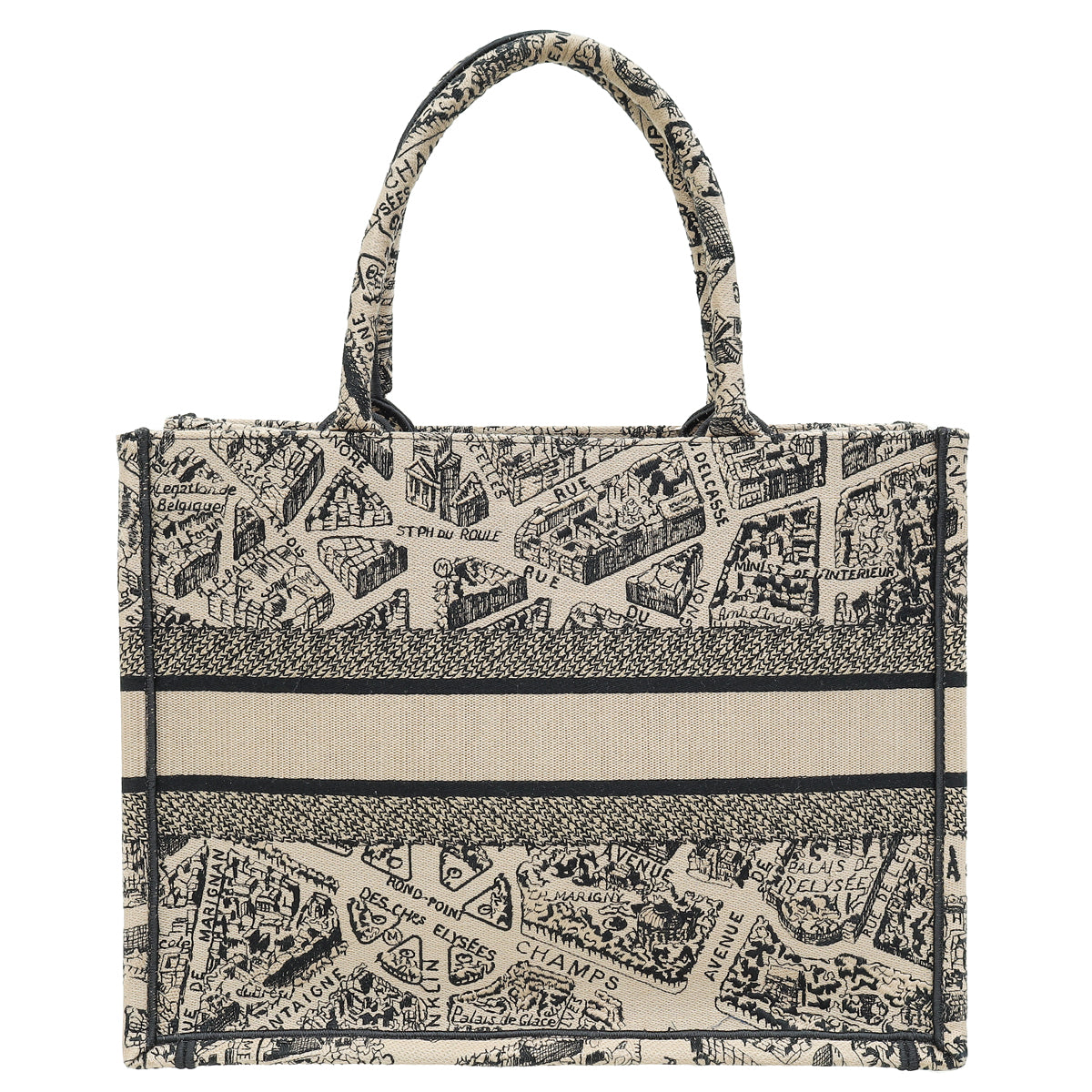 Christian Dior Bicolor Plan De Paris Embroidered Book Tote Medium Bag-Christian Dior-THE CLOSET