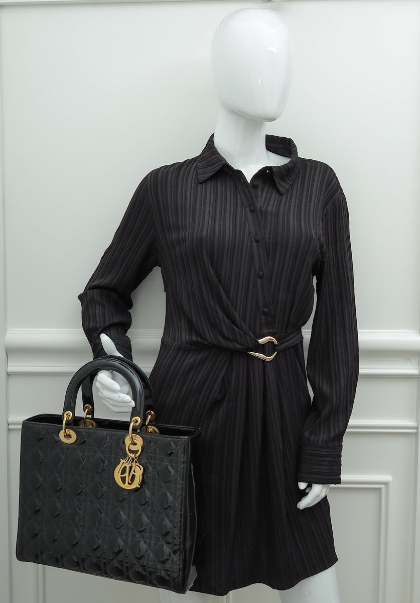 Christian Dior Black Lady Dior Large Bag