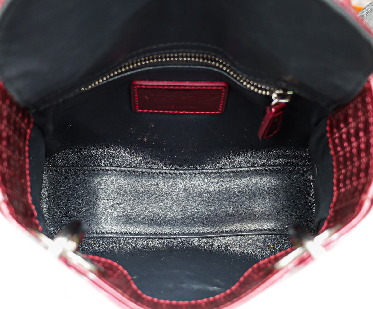 Christian Dior Metallic Fuchsia Lady Dior Microcannage Mini Strap Bag