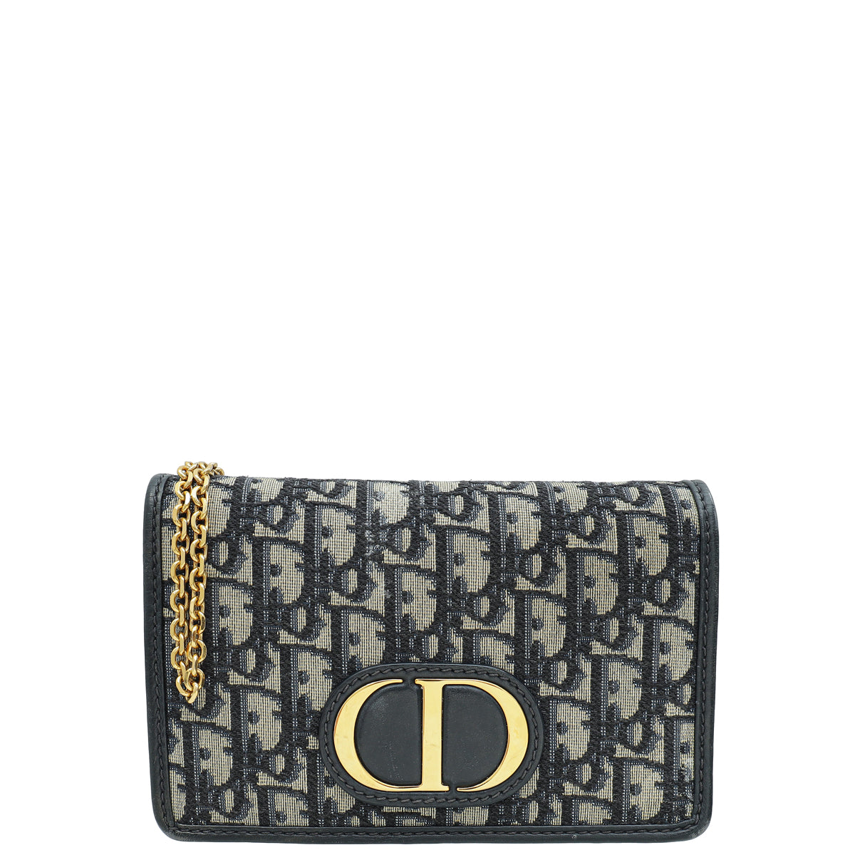 Christian Dior Navy Blue 30 Montaigne Oblique 2 Way Chain Pouch-Christian Dior-THE CLOSET