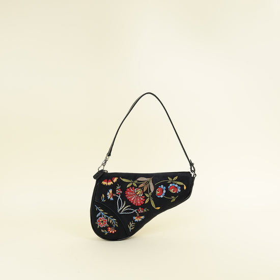 Christian Dior Multicolor Galliano Era Embroidered Saddle Pochette Bag