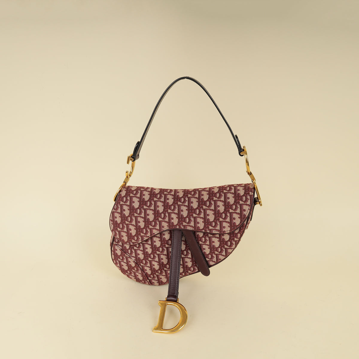 Christian Dior Burgundy Oblique Saddle Medium Bag-Christian Dior-THE CLOSET