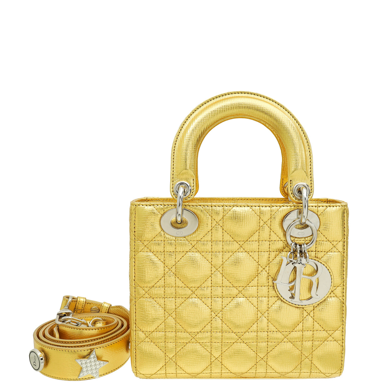 Christian Dior Metallic Gold My Lady Dior Small Bag
