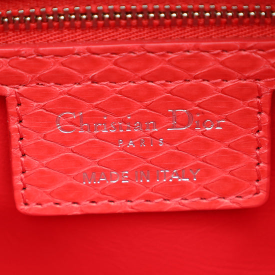Christian Dior Red Snakeskin Lady Dior Large Bag-Christian Dior-THE CLOSET
