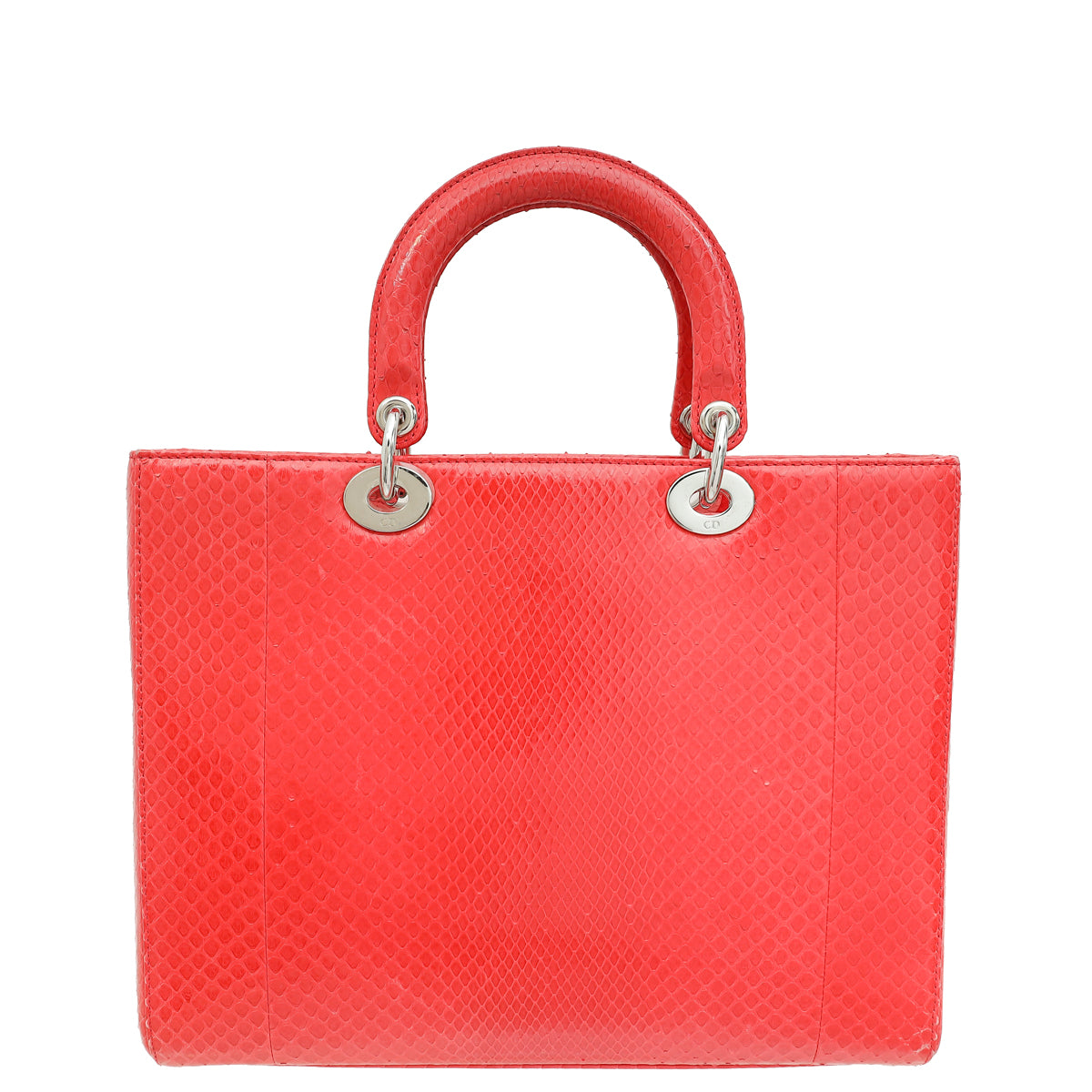 Christian Dior Red Snakeskin Lady Dior Large Bag