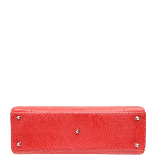 Christian Dior Red Snakeskin Lady Dior Large Bag-Christian Dior-THE CLOSET