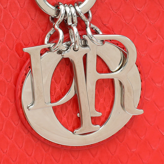 Christian Dior Red Snakeskin Lady Dior Large Bag-Christian Dior-THE CLOSET